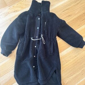 Varley Black Sherpa Puffer Coat with Drawcord Waist